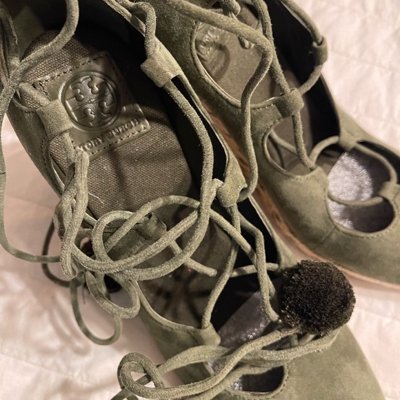 Tory Burch Heather Wedge Lace Up Espadrille Size 10 - Picture 3 of 5